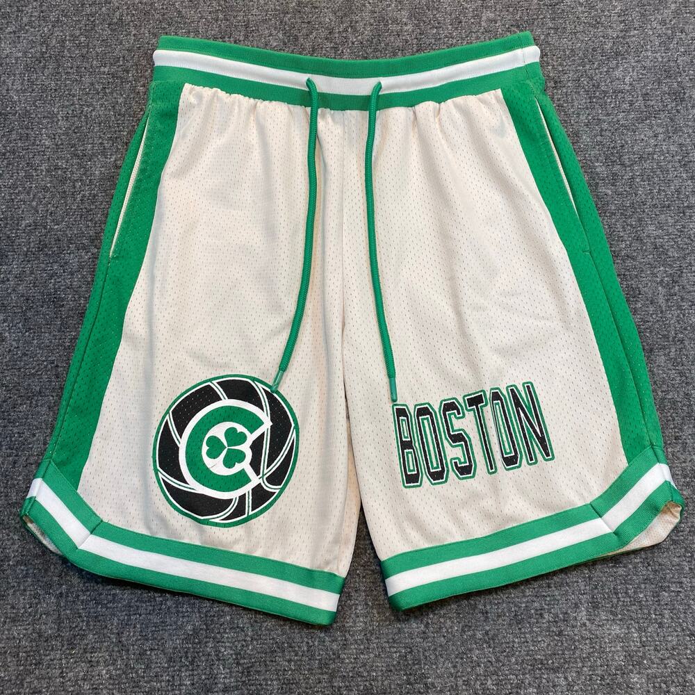 Rebel Vengeance Mens Medium Green White Boston Celtics NBA Basketball Shorts